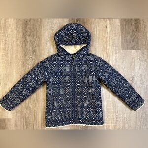 The North Face Mossbud Swirl Reversible Jacket, Navy/Cream - Size 5T (GUC)